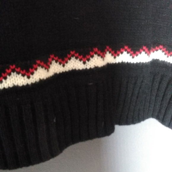 On Fire! Sz.1X Black Tribal Aztec Print Crew Neck Pullover Lightweight Sweater - Picture 6 of 8